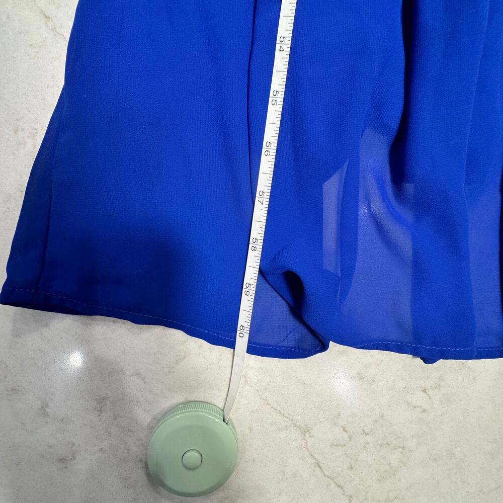 Lulus Wondrous Water Lilies Royal Blue Maxi Dress M Faux Wrap Slit Cobalt Event - Picture 10 of 16